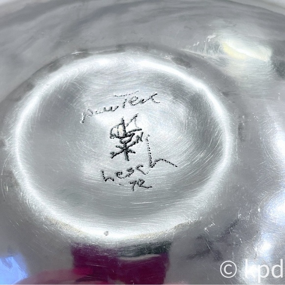 Beautiful Pewter Gondola shaped Bowl, signed by Gene Lesch 1972 - Picture 9 of 10